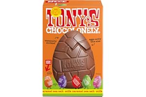 Tony's Chocolonely Large Easter Egg - Milk Chocolate Caramel Sea Salt with 5 Smaller Solid Chocolate Eggs - Fairtrade Easter Gifts (242g)