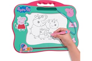 Peppa Pig Travel Magnetic Scribbler pad with pen and 3 stamps, draw and erase with no mess
