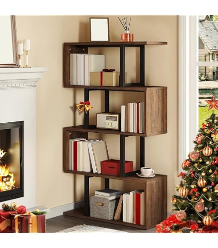 Schmales Bücherregal Mit 5 Fächern – Platzsparendes Holzregal Für Wohnzimmer, Büro Oder Schlafzimmer In Schwarzem Industriedesign