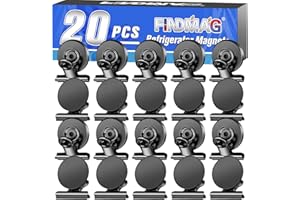 FINDMAG 20 Pack Magnetic Clips, Fridge Magnets, Scratch-Free Magnets Clips, Whiteboard Magnets, Wall Magnetic Clips, Clip for Fridge, Strong Magnet Clips for Whiteboard (Black)