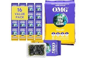 ‎JEOLLANAMDO THE KITCHEN OF KOREA Oh My Gim 16er Pack | Koreanischer Seetang-Snack | Veganer, Kalorienarmer Knusper-Snack | Glutenfrei & Natürlich | Perfekt für Sushi, Bowls, Bier & Snacks (Wasabi)