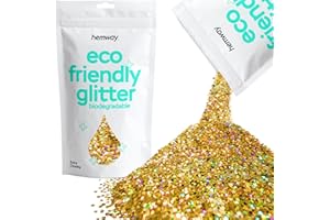 Hemway Eco Friendly Biodégradable Glitter 100 g / 3,5 oz cosmétique Bio Safe Étincelle végétalien pour le visage, fard à paupières, Craft - 1/24" 0,04" 1mm - Or Holographic