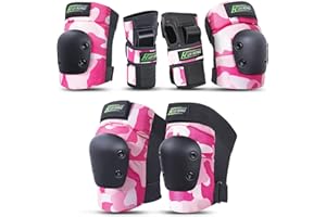 Everwell Erwachsene&Kinder Knieschoner Set Schützerset 6 in 1 Protektoren Set mit Knie-Ellbogen-verstellbare Handgelenkschoner für Inliner Skaten Roller Skateboard.