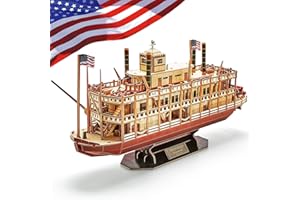 CubicFun Puzzle 3D Modèle de Bateau à Vapeur du Mississippi, Cadeau de Kit pour Enfants et Adultes, 142 Pièces