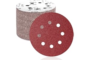 FEIHU 50 Pezzi Dischi Abrasivi 125mm, Carta Vetrata Abrasiva 8 Fori per Levigatrice Orbitale: Grana 80