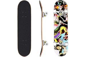 WeSkate Skateboard Complète 79x20cm pour Débutant avec Roulements à Billes ABEC-7 Bois d'érable Canadien 7 Plis et Roues 85A pour Enfants, Adolescents et Adultes