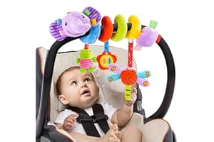 Funsland Zabawki do wózka, z Wiszącą Grzechotką dla Niemowląt, Zabawki Sensoryczne dla Niemowląt, Dziewczynek i Chłopców, Miękkie Zabawki dla Noworodka 0–6 Miesięcy