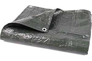 DIVCHI Tarpaulin 4m x 4 m / 13ft x 13ft Waterproof Heavy Duty Multipurpose 70 GSM Tarp Sheet Cover With Reinforced Grommets Groundsheet Tarp Sheet For Camping Garden (Green)