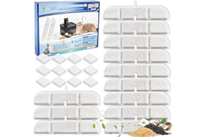 MyfatBOSS Trinkbrunnen für DownyPaws Katzenbrunnen,12 Pack Ersatzfilter Aktivkohle Medizinalstein Ionenaustauschharz für katze kabellos Filter und 12 schwämme Filter für 2.5L Trinkbrunnen (DPWFP6)