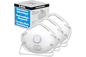 HELDENWERK Atemschutzmaske im 5er, 10er oder 20er Set - Atemmaske - Perfekt anpassbare FFP1 Mundschutz Maske - Feinstaubmaske, Staubschutzmaske für Schleifen etc