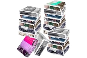RAINMAE 20 Pcs Clear Vinyl Zippered Sweater Storage Bags with Zipper Plastic Organizer,26 x 26 x 6 cm Storage for Clothing Blankets Sheet Linen Bed Cube Organizer