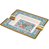 Cendrier Cigares Porcelaine GERMANUS - Marbre Bianco - Avec Porte-Cigares - 192x162mm