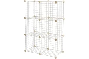 Amazon Basics 6 Cube Wire Grid Stackable Storage Shelves, 66 x 32 x 96.5 cm, White