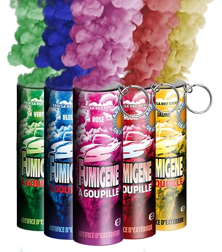 Lot De 5 Fumigènes à Main ZENDA CLUB - Multicolores, 50 Secondes, Catégorie F1