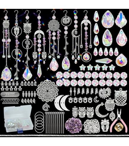 Kit Attrape-Soleil Cristal 406 Pièces - DIY Déco Maison Avec Boîte Rangement - Crée Des Arcs-en-Ciel Naturels