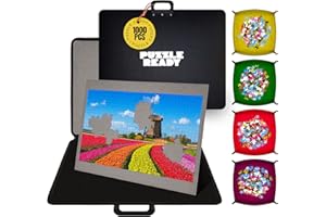 1000 Pieces Jigsaw Puzzle Board - Portable Jigsaw Puzzle Table Storage with 4 Puzzle Sorting Trays - 24”x 30.7” Porta-Puzzle Jigsaw Caddy with Non-Slip Surface for Adults & Kids - Puzzle Ready