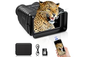 RELASSY Binoculares Visión Nocturna 4K HD, 40MP Visor Nocturno con Función WiFi Ampliación 8X, Recargable 4000mAH Prismáticos Visión Nocturna con LCD de 4.5",Adecuado para la Caza, con 32GB