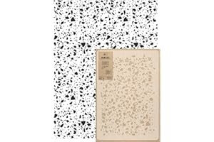 NL NAKLEO ART & WALL DECOR NAKLEO Pochoir Mural Réutilisable En Plastique - 59x95cm - Spot Terrazzo Rétro - Grand Sans Couture Répétitif Papier Peint Motif Modèle Peinture Artisanat Gabarit