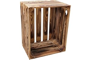 Teramico Geflammte Holzkisten Weinkisten Obstkisten mit Mittelbrett/Zwischenbrett Ablage für Aufbwahrung Schuhregal (50er / 1er Set, Ohne Ablage)
