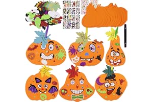 Lot de 12 barns Halloween DIY-set – DIY-set pumpa – Skumhantverksset med klistermärken – Halloween pumpa – Halloween festdeko