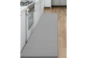 Color&Geometry 44x200 cm Alfombrilla Cocina Lavable Antideslizante, Alfombra vinilica Cocina, antifatiga, Antideslizante, Alfombra de Cocina Acolchada con Espuma para Estar de pie, cómoda, Gris