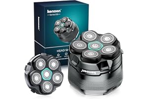 kensen Afeitadora Cabeza Hombre, Kit Maquina Afeitar Hombre para Calvos, 6D Cabezales Maquina para Afeitar Cabeza en Seco y Húmedo con Pantalla LED, 180 mins Uso, IPX6 Impermeable, USB-C