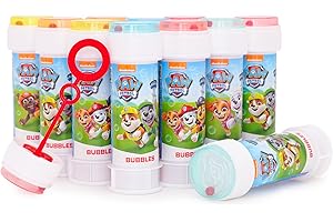 Toyland® Pack of 12 Paw Patrol Soap Bubbles with Wands, 60 ml Solution and Novelty Labyrinth Lid - Pocket Money and Party Bag Toy