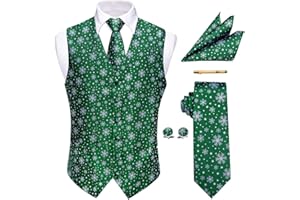 YourTies Waistcoat for Men Silk Jacquard Floral Paisley Vest Necktie Pocket Square Cufflinks Tie Clip Wedding Formal