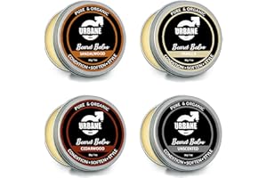 Urbane Men Beard Balm Pack of 4 – Premium Beard Kit with Sandalwood, Vanilla, Cedarwood, Unscented Essential Oils – Moisturising Beard Conditioner