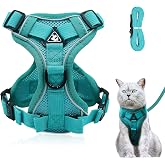Adjustable Break-Proof Cat and Dog Harness, Soft Chest Harness with Leash, Lake Blue