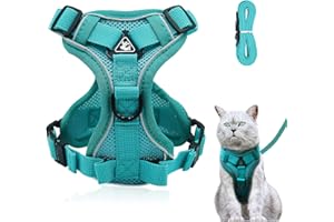 GRANTOP Arnés Ajustable para Gatos y Perros a Prueba de Roturas, Arnés Suave para el Pecho con Correa, Lago Azul