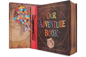 XIONGXIONG Our Adventure Book album de scrapbooking12.3 * 12.1inch 60 pages,texte en relief Couverture rigide movie up Scrapbooking de voyage,idéal pour les anniversaires,mariages,voyages,Noël