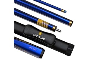 Cue-King Premier Pool Cue 58” 20oz 2 Piece with 9.5mm Premium Tip Finished in Gloss Blue with Pro Leather Cue Case Included, Pool Cue Stick, Professional Pool Cue