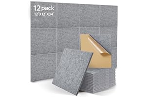 XISONO 12 Stück Akustik Panel,Akustikplatten Selbstkleben,Schallschutzplatten Akustikpaneele Wand für Tonstudio, Büro,Studio Wanddekoration12pcs Acoustic Panels-Medium Grey（30x30x1cm） (Afrikanisches Grau)