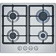 Bosch Series 4 PGP6B5B90 Gas Hob with Continuous Cast Iron Support, 4 Gas Burners, Biomethane ready, Integrated, Stainless steel, 60cm wide