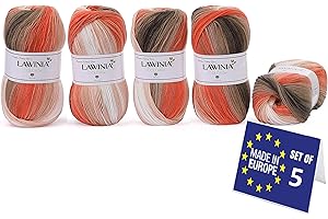 LAWINIA COLORISH Luxury Rainbow Yarn DK, Rainbow Wool for Knitting, Pack of 5 Each 100g - 350m 100% Acrylic DK Knitting Yarn, Paintbox Yarn, Pastel Wool, Multicoloured Wool, Gradient Yarn, Ombre Yarn