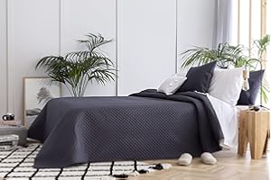 Todocama – Colcha boutí Fina con diseño de Rombos, para Primavera, Verano, otoño e Invierno. 100% Microfibra Extra Suave. Colcha Cubre Cama Multiusos. Cama 140/150/160-250x260cm Gris Oscuro