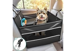 Wimypet Asiento del Coche de Seguridad para Perros, Bolsa de Transporte para Mascotas Gatos, Funda Coche Material Oxford Lavable Viaje 54Lx50Wx47H cm