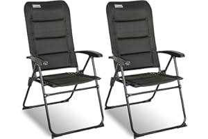 Homecall 2 er Set Campingstuhl Faltbar Gartenstuhl Klappbar Hochlehner Belastbar 150 KG - Balkonstuhl Angelstuhl Terrassenstühle, 5-Fach Verstellbare Rückenlehne mit Armlehne für Camp, Garten, Balkon