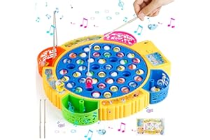 Euakee Jeux de Pêche Électriques, Jouet Enfant 2 3 4 Ans Jeux Peche a La Ligne avec 45 Poissons, 4 Cannes à Pêche Enfant Jeux Montessori Musical Jeu Educatif Jouet Cadeau pour Garcon Fille 3 4 5 6 Ans