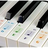 Adesivi per pianoforte a colori per tastiere a 88/76/61/54/49/37 tasti, trasparenti e rimovibili; prodotto negli Stati Uniti