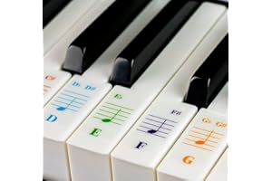 QMG Pegatinas para teclados 49/61/76/88 - Transparentes y extraíbles, con libro electrónico de piano gratis