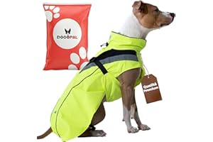 DOGOPAL Imperméable Chien - Manteaux Imperméables Légers & Confortables pour Chiens de Petite, Moyenne et Grande Taille - Manteau à Surface Réfléchissante avec Ouverture Harnais - (Jaune, L)