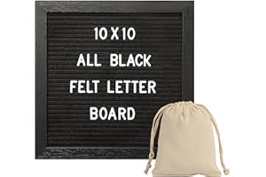 G GAMIT Black Felt Letter Board with 294 Changeable Letters&Numbers, 10”x10” Message Board Letter Sign Board in Black Frame with Stand and Canvas bag for Announcement&Notification