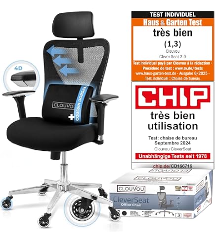 Diablo X-Horn Chaise Gaming Siege Fauteuil Bureau Accoudoirs 3D Design Ergonomique Oreiller Cou Coussin Lombaire Skaï Fonction d'inclinaison Noir King (XL