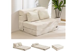 MAXYOYO Sofá Cama Plegable para Adultos y Niños, Convertible en Aofá Cama Portátil con 2 Almohadas, 100 x 195 x 15 cm