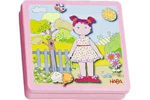 ‎HABA HABA Magnetspiel-Box Anziehpuppe Lilli – Magnetpuzzle für Kinder ab 3 Jahren – Mit 54 Teilen & 4 Szenen – Magnetisches Anziehspiel in praktischer Metallbox – 1007392001
