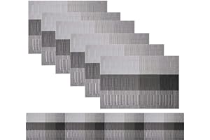 Famibay PCW bieżnik stołowy odporny na wysokie temperatury, nadaje się do prania, bieżnik z winylu 6er Set Platzsets und Tischläufer 180cm czarny-03