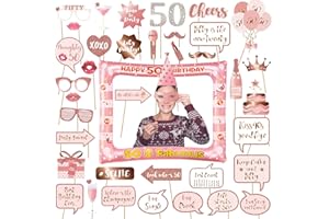 AIYONG 50. Foto Requisiten und aufblasbarer Rahmen Fotoautomat für 50. Roségold Geburtstagsfeier 50. Feier Happy Birthday Party Picture Requisiten, Glückwunschparty, Bildrequisiten