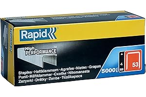 Rapid Zszywki typu 53, 4 mm zszywki, 5000 szt. opakowanie zbiorcze, zszywki z cienkiego drutu do drewna i tkanin